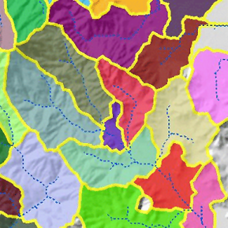 Delineated watersheds Delineated watersheds